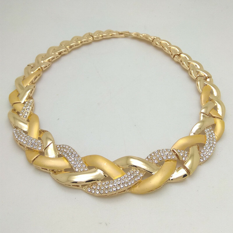 Raya Ma India Anting-Anting Kalung Cincin Gelang Set untuk Wanita Hadiah Afrika Pengantin Pernikahan Hadiah Perhiasan Set Emas Warna Besar set