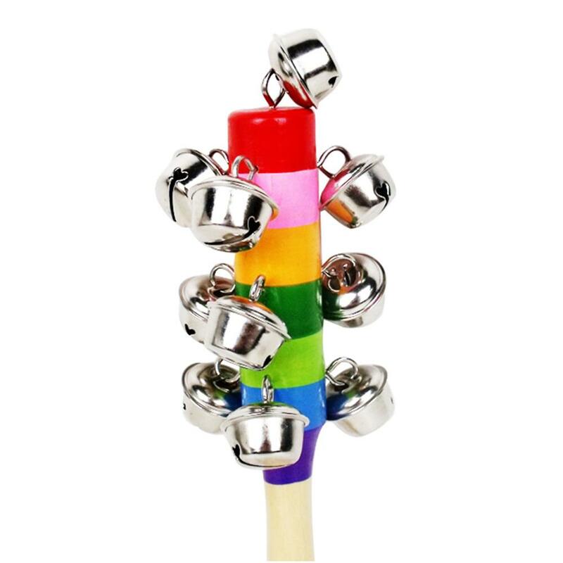 Wooden Baby Rattles Toys Handle Rattles Bells Manual Bed Teether Jingle Bell Toy Newborn Musical Educational Instrument Toys