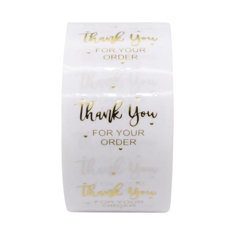 Pegatina "THANK you for your order" para etiquetas de sellado de sobre, pegatina negra, rosa, transparente, dorada, suministro de papelería