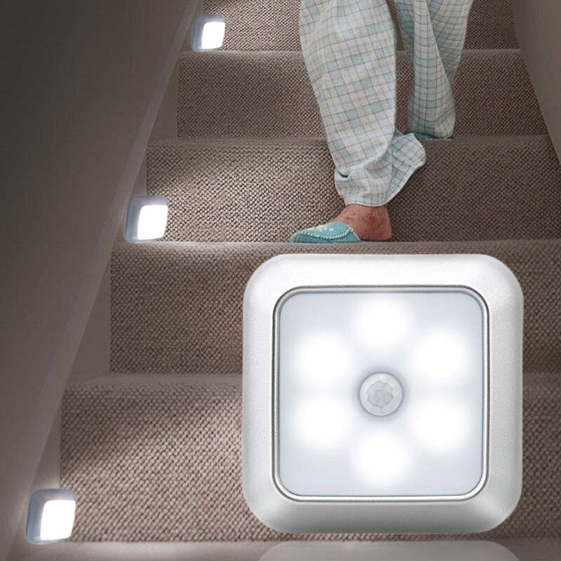 Nueva luz nocturna con Sensor de movimiento inteligente, lámpara de noche a pilas LED para WC, cabecera para habitación, pasillo, camino, inodoro, luz nocturna