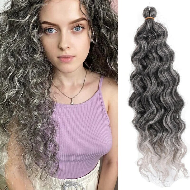 Long 24inch Deep Ocean Wave Crochet Braid Hair Water Wave Pink Hawaii Afro Curls For Women Synthetic Braiding Hair Extensions
