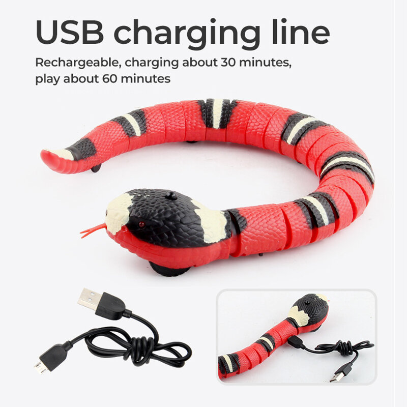 สมาร์ท Sensing Interactive ของเล่นแมวอัตโนมัติ Eletronic งูแมว Teasering Play USB ชาร์จสุนัขสัตว์เลี้ยงของเล่นของเล่นสร้...