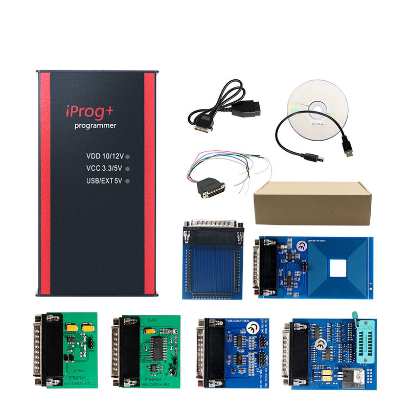 Programador ECU Iprog V87 IPROG Pro, con 6 adaptadores, compatible con IMMO + Airbag, reinicio hasta el año 2021