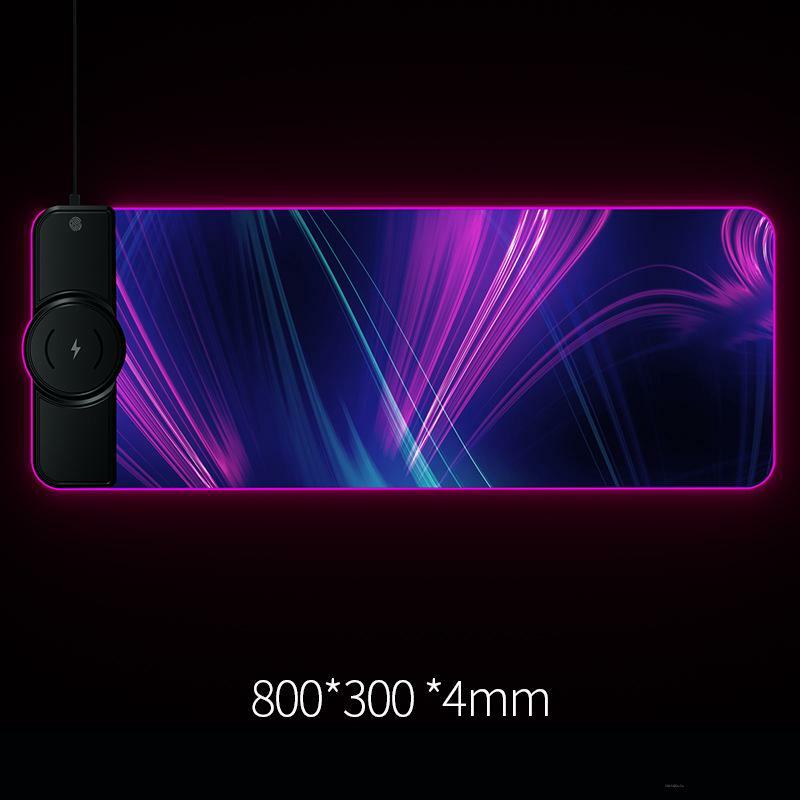 Tapis de souris de jeu 15W léger RGB, tapis de recharge sans fil de grande taille pour téléphone Android et IOS