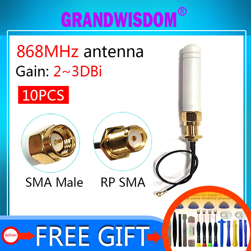 10P 868MHz Lora เสาอากาศ Iot 3bdi SMA ตัวเชื่อมต่อชาย GSM Antena 868 915 MHz Antenna 21ซม.RP-SMA ufl./ IPX 1.13สาย Pigtail