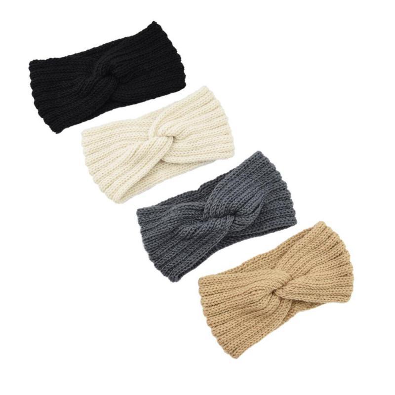 Bandeau de Protection des oreilles en fil croisé tricoté européen et américain, bandeau plat tissé à la main, accessoires pour cheveux chauds à la mode
