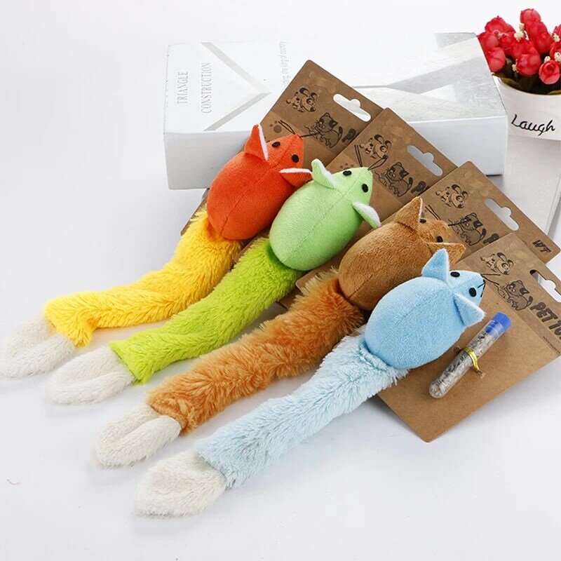Long Soft Plush Cat Toys Mice Rustle with Catnip Small Mouse Activity Interactive Toy Mice Rattling Toys for Kitten Pet Supplies