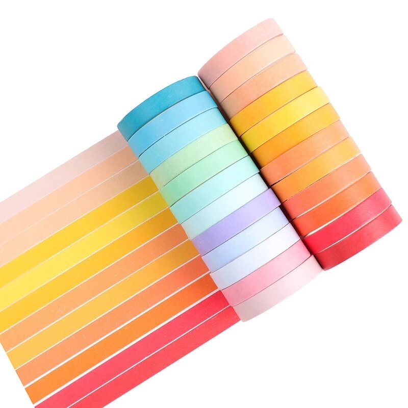 Washi Tape-conjunto básico de 24 colores para álbum de recortes, cinta adhesiva decorativa de arcoíris, papelería para diario, 24 Uds./lote