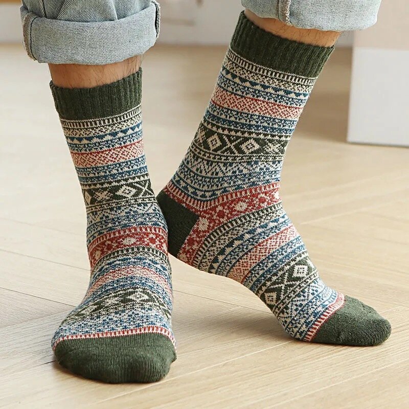 5pairs/Lot Men's Socks Thick Combed Cotton High Quality Warm Men's Socks Fashionable Colorful Happy Socks Men's Large Size 39-45