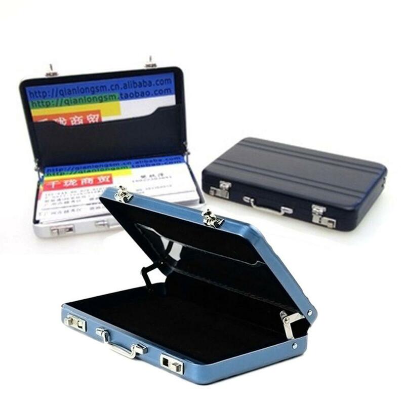 Soporte de aluminio para tarjetas de crédito, caja de almacenamiento rectangular, Organizador en forma de maleta, Mini maleta