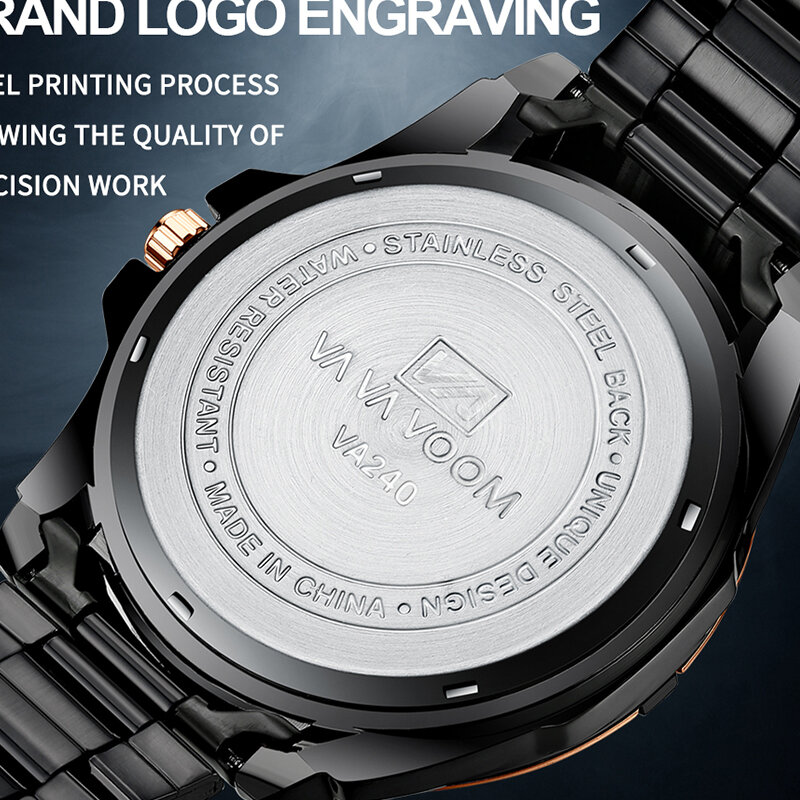 VAVA VOOM zegarek męski Top marka luksusowy biznes zegarek kwarcowy moda sport ze stali nierdzewnej wodoodporny zegar Relogio Masculino