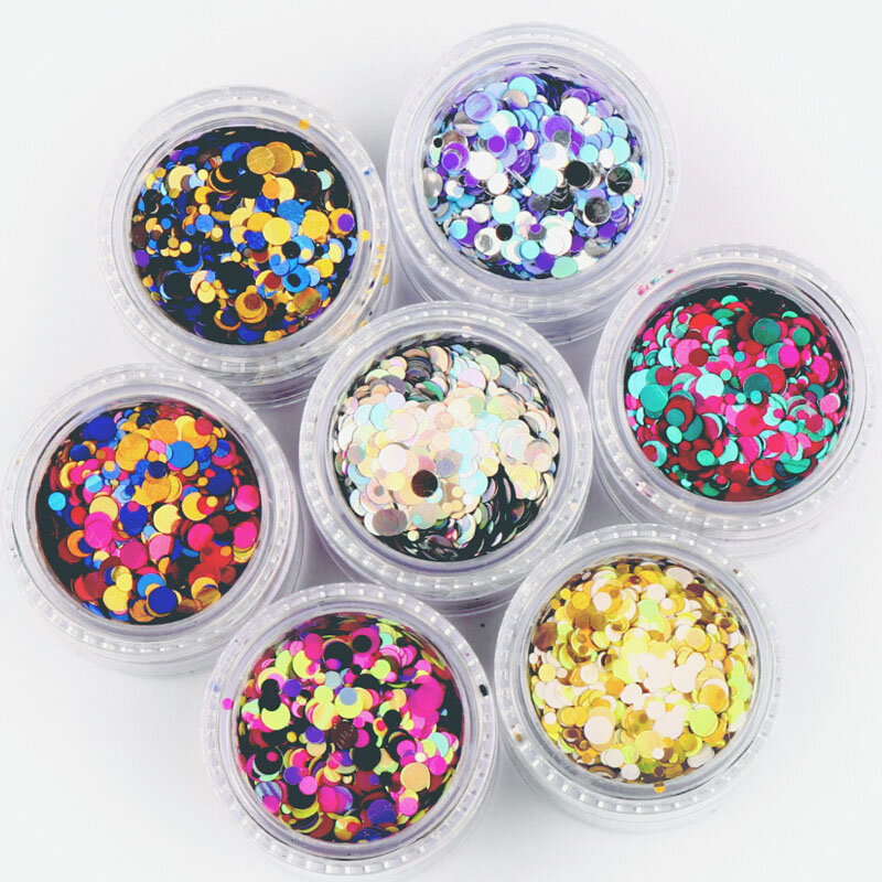 Mini lentejuelas redondas mezcladas para decoración de uñas, suministros de manicura DIY, herramientas de decoración de uñas con puntos de colores, 10ml