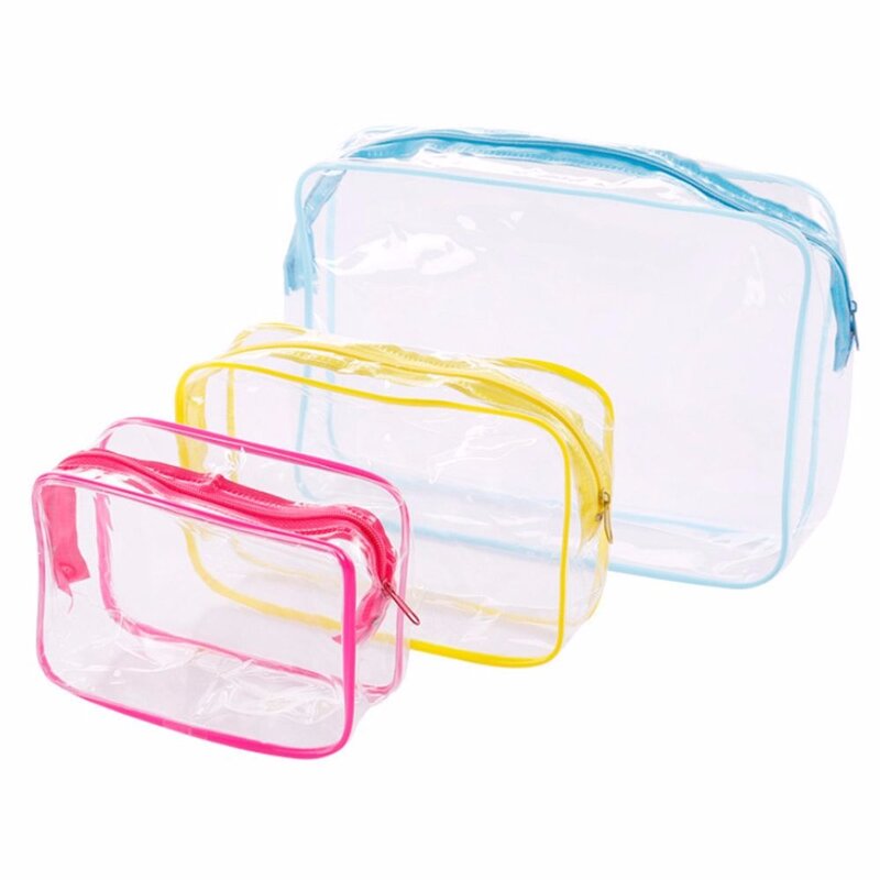 NEW Travel PVC Cosmetic Bags Clear Zipper Makeup Bags Organizer Waterproof Beauty Organizer Storage Pouch Transparent Women Box