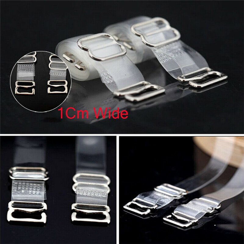 Nuovo 1 paio di cinturini trasparenti trasparenti per reggiseno con fibbia in metallo tracolla regolabile accessori per biancheria intima invisibile