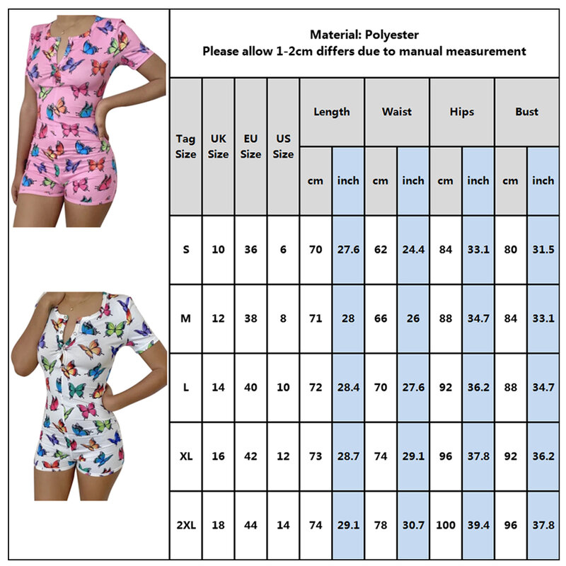 スキニーロンパース女性のセクシーなジャンプスーツ蝶半袖ショーツジャンプスーツセクシーな onesies パジャマ大人のための D30