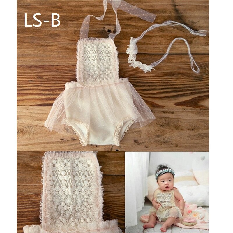 Реквизит для фотосъемки новорожденных Кружевной Комбинезон для маленьких девочек комбинезоны наряд платье аксессуары для студийной фотос...