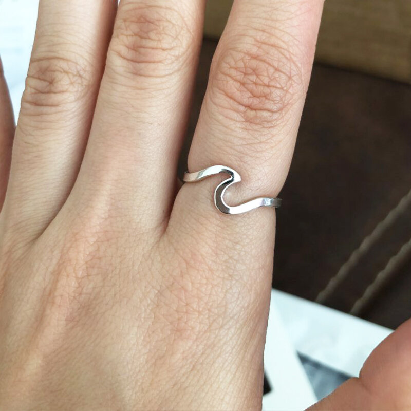 FENGLI-anillo de oro rosa con diseño sencillo para Mujer, sortija, Minimalistische, para amantes del mar
