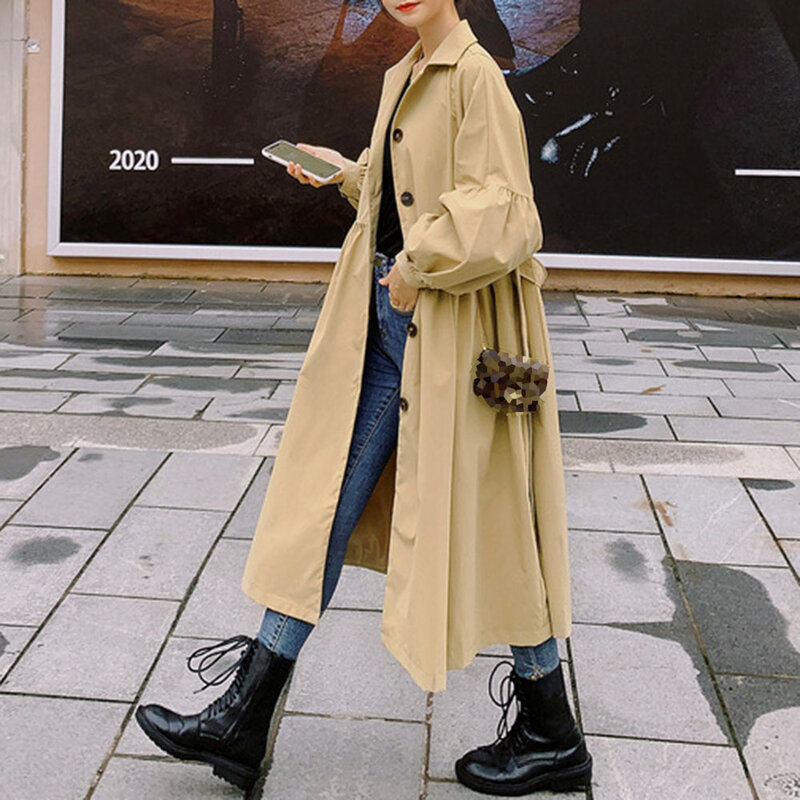 Frauen Graben Mantel Herbst Japanischen Koreanische Neue Windjacke Lange Büro Dame Lose Outwear Gabardinas Mujer 2021 トレンチコート レディース