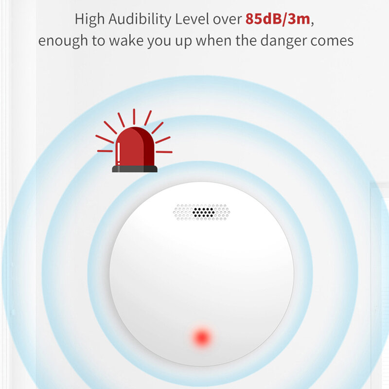 EN14604 ได้รับการรับรอง Tuya WiFi เครื่องตรวจจับควันไฟ เซนเซอร์ สัญญาณเตือนไฟไหม้ ระบบรักษาความปลอดภัยภายในบ้าน 80DB การแจ้งเตือนแอปป้องกันอัคคีภัยไซเรน