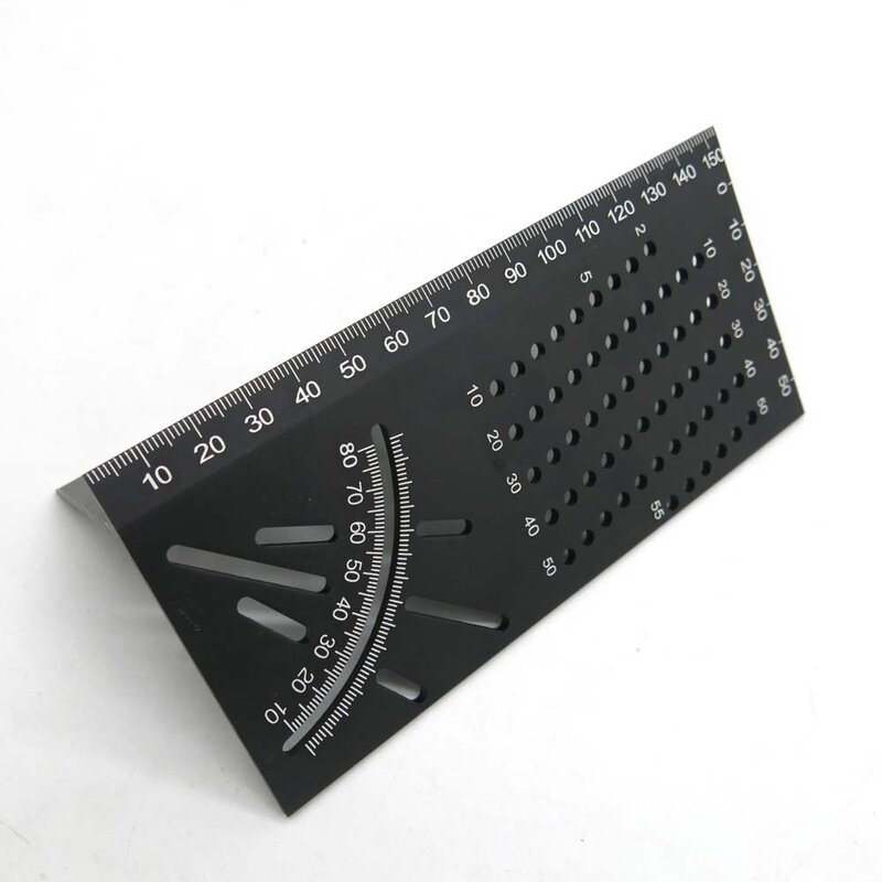 Régua de ângulo quadrado de medição com 5 90 graus, acessórios portáteis, medidor de marcação multifuncional de liga de alumínio