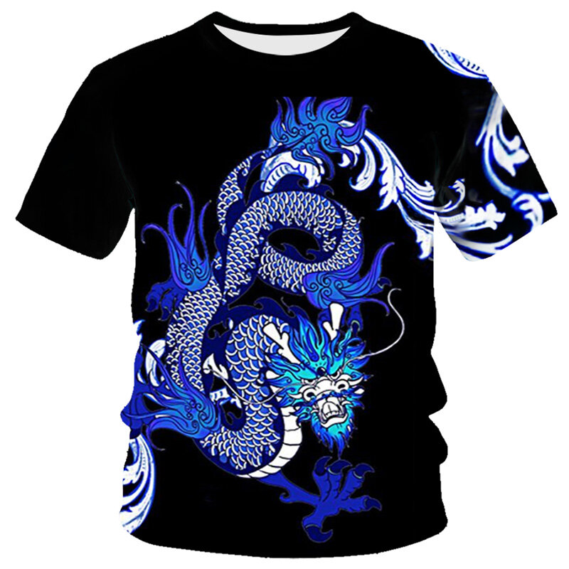 3d dragão camiseta masculina legal animal camisa anime manga curta harajuku moda streetwear