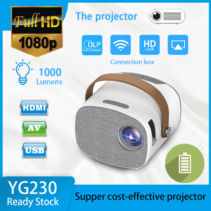 YG230 Mini แบบพกพา640*480พิกเซล Full HD 1080P แบตเตอรี่1600mA 100 ''จอแสดงผลโฮมเธียเตอร์เกมโปรเจคเตอร์