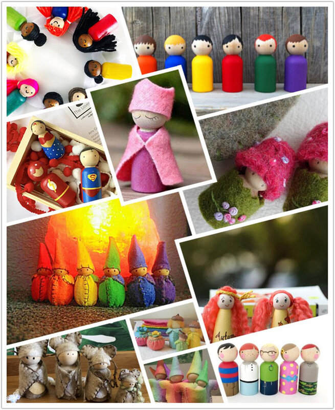6pcs/set Children Handmade Painting Beech Wooden Peg Dolls/DIY Paint Wood Girls Boys Babies Family Doll Birthday Gift