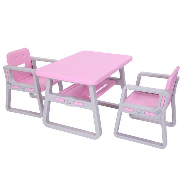 Fashion Merah Muda Meja dan Kursi Set untuk Anak Bayi Meja Belajar Plastik Anak-anak Bermain Meja dan Kursi SKU91102613