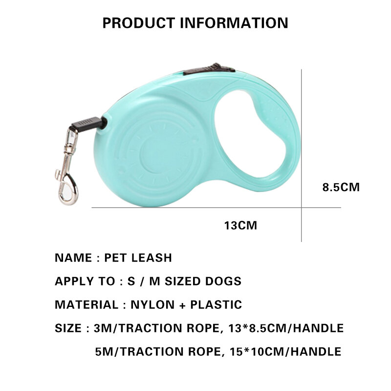 3/5M Retractable Dog Leashes Automatic Adjustable Extending Nylon Dogs Leash Rope For Puppy Cats Leash Walking Pet Accessories