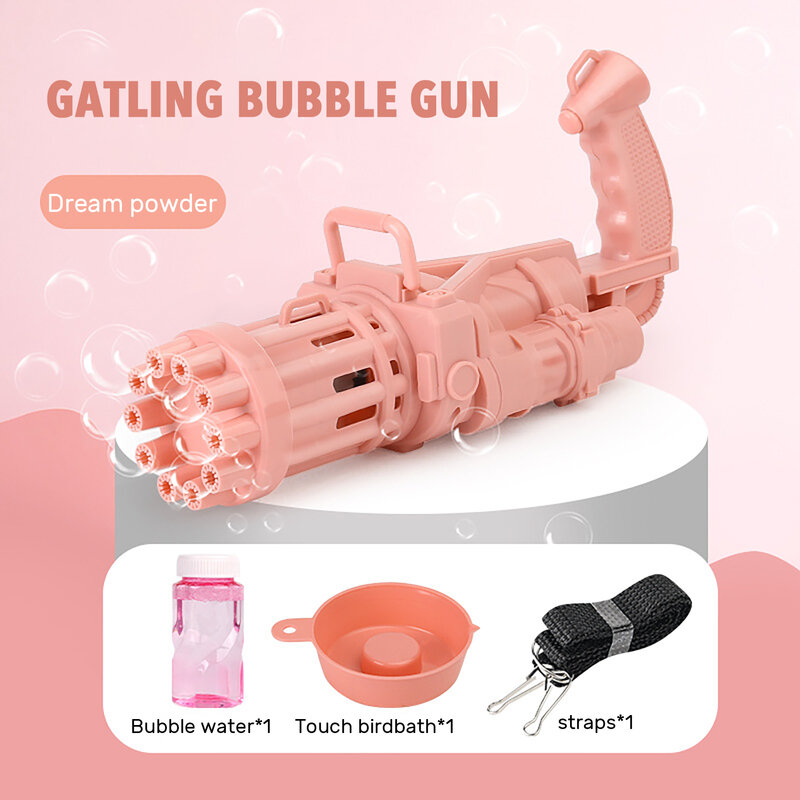 Gelembung Mesin Gatling Gun Gelembung Mainan Musim Panas Air Sabun Mesin Bubble 10 Lubang Otomatis Bubble Senjata untuk Mainan Anak