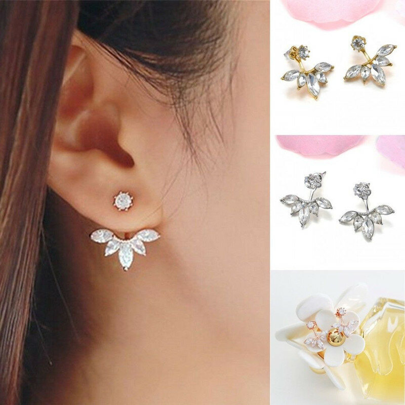 2021 Exquisite Personality Flower White Crystal Rhinestones Earrings for Women Party Wedding Fashion Jewelry