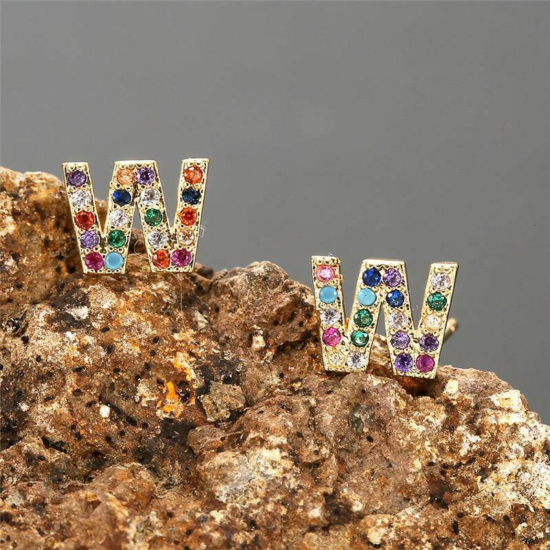 Sansango 1 par de cristal colorido 26 carta brincos para mulheres cartilagem cobre brincos orelha piercing jóias