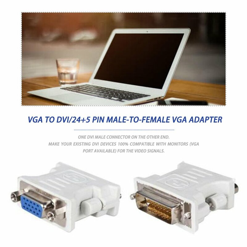 Adaptador DVI D macho a VGA hembra, convertidor VGA a DVI/24 + 1 Pin macho a VGA hembra
