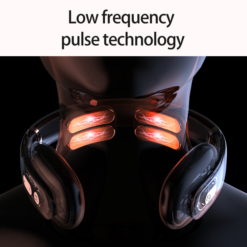 Ikeepfitワイヤレスネックマッサージ電気低周波パルス緩和痛み音声プロンプト4電極スライス頚椎マッサージ