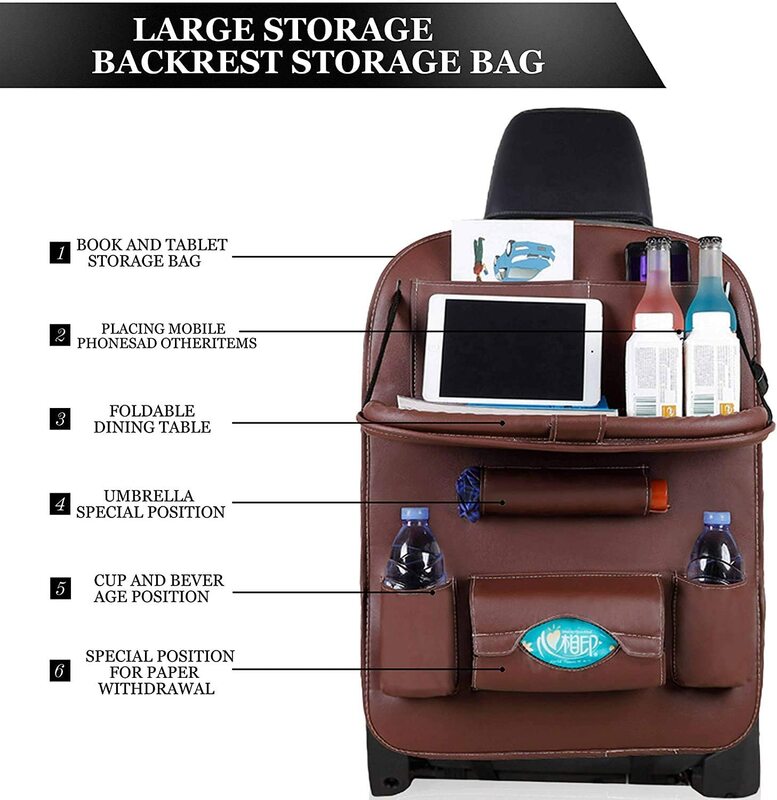 Женская сумка для хранения со складным подносом, держатель для планшета, коробка для салфеток, чехол для заднего сиденья автомобиля, защитн...
