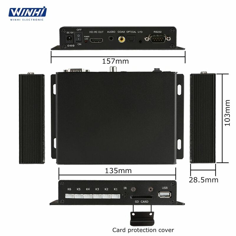 MPC1005-6 coaxial óptico HD-MI rs232 controle 1080p publicidade exibir caixa de vídeo decodificador media player para a promoção do produto