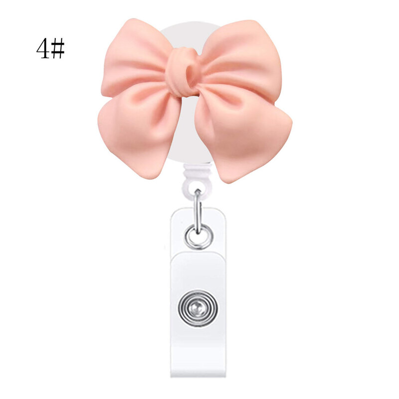 Fashion Cute Cartoon Bow Retractable Nurse Badge Reel Clip Badge Holder Doctor Card Holder Nursing Accessories Office Supplies