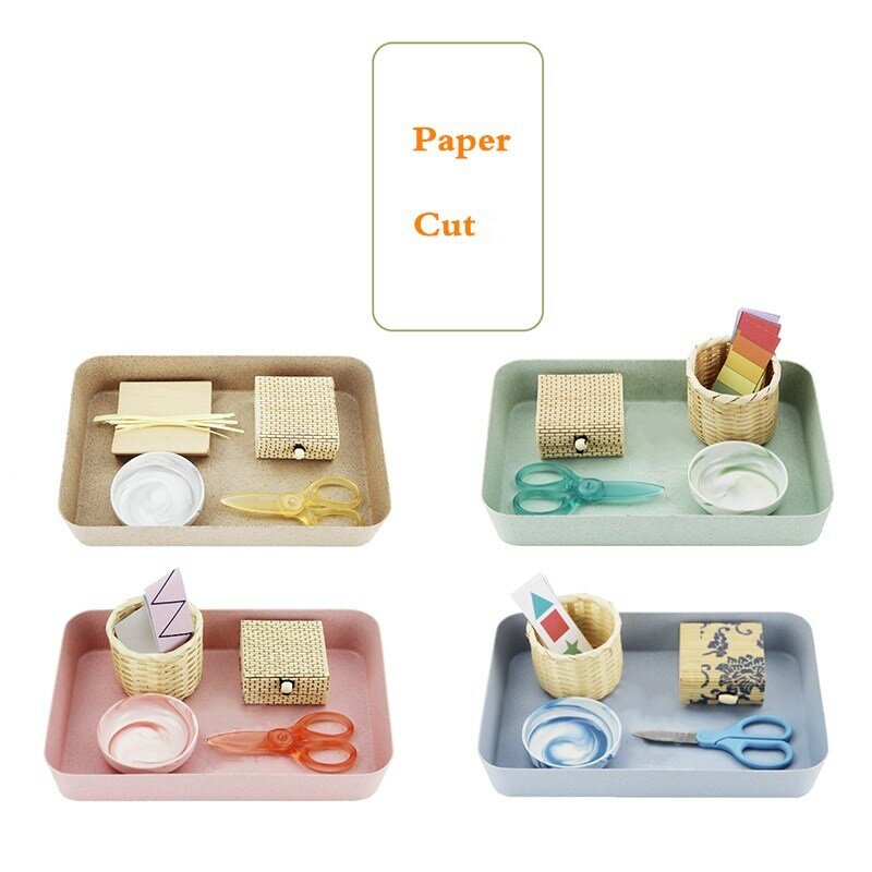 Papier-Cut Schaar Uitgesneden Montessori Materialen Art Werkt Veiligheid Schaar Voor Kinderen Vroege Educatieve Apparatuur Voor Kinderen 2 ~ 6 Jaar