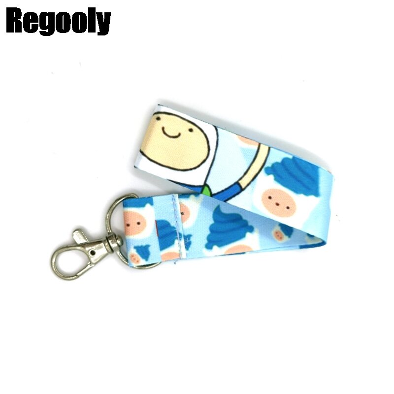 Blue Cartoon Character Lanyard Credit Card ID Holder Bag Student Women Travel Card Cover Badge Car Keychain Decorations