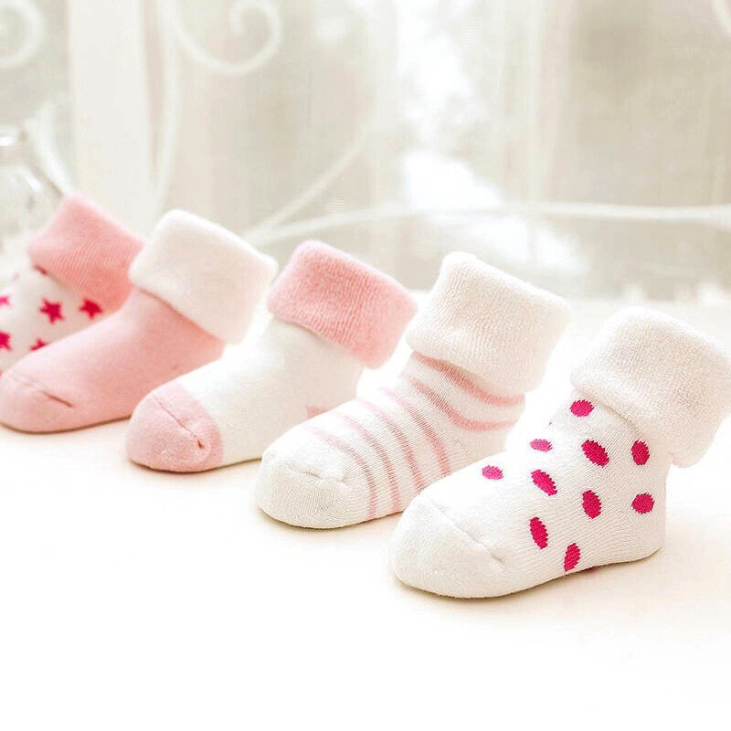 5ペア/ロット幼児の靴下新生児冬秋暖かい厚みsocking卸売ロット靴下子供のかわいい靴下