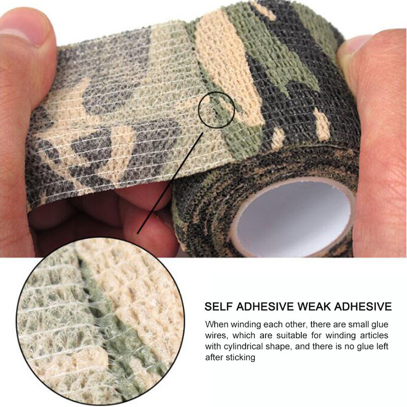 Tactical Camo Tape Self-Adhesive Camouflage Tape Outdoor Hunting Shooting Stealth Tape Rifle Gun Stretch Wrap Cover
