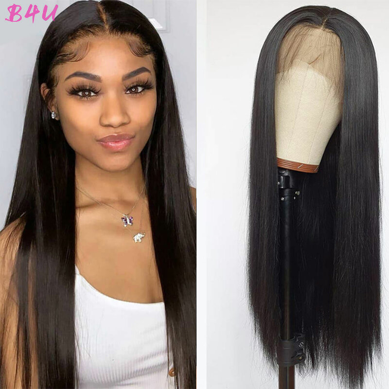 Lace Front Human Hair Wigs Straight Hair Wig 13X4 Transparent Lace Frontal Wigs Pre Plucked Brazilian Straight Lace Closure Wig