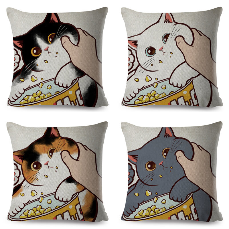Almohadas amor beso lindo fundas de gato para sofá casa coche cojín almohada decoración dibujos animados sofá funda de almohada 45x45cm