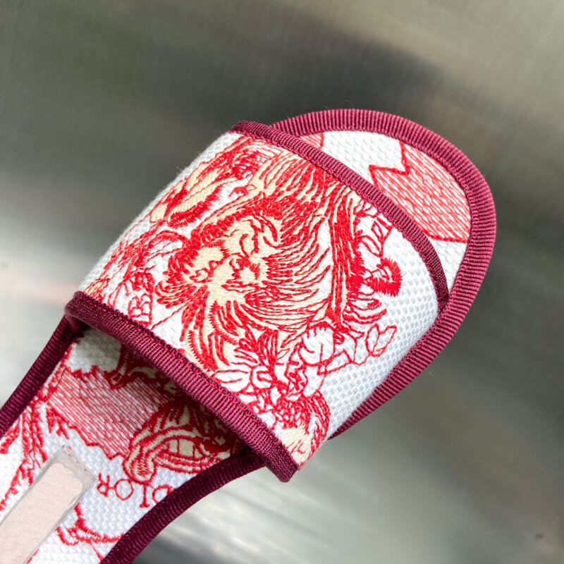 Geborduurde Brief Slippers Vakantie Strand Slippers Multi-color Optionele Modedruk Schoen Luxe Merk Slipper Vrouwen