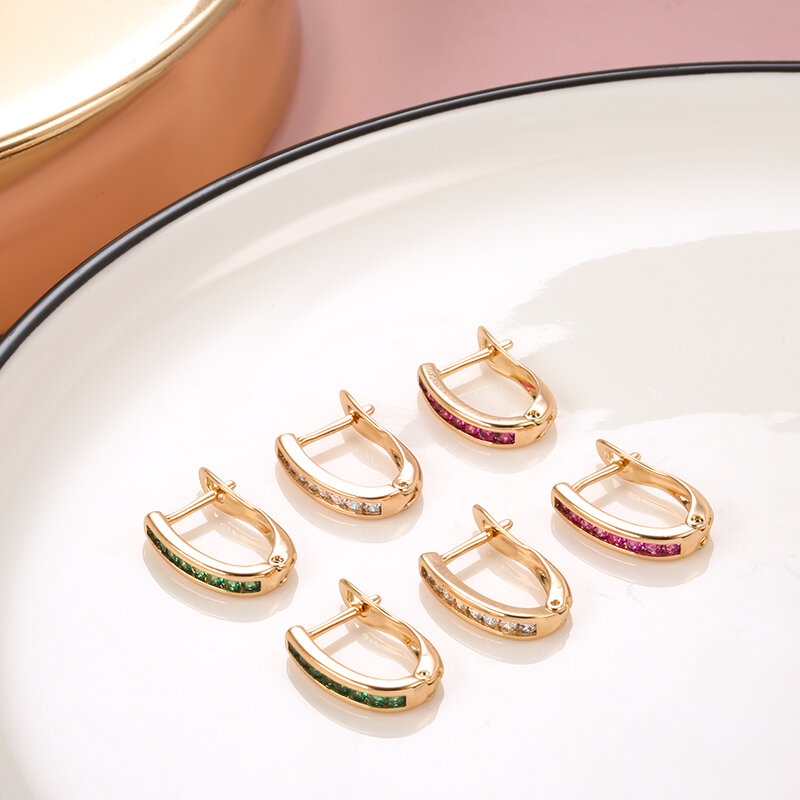 Syoujyo moda luxo natural zircon clipe brincos para mulheres romântico 585 rosa de ouro moderno noiva casamento brincos jóias finas