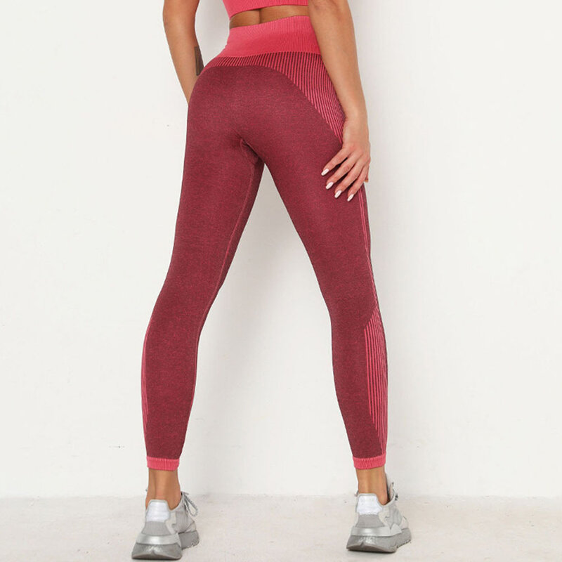 Mallas de Yoga sin costuras para mujer, pantalones deportivos de cintura alta con realce, mallas de entrenamiento, ropa deportiva