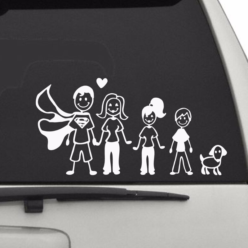 18cm * 12cm 행복한 가족 자동차 스티커, 창 데칼 KK 비닐 아트 패턴 아트 자동차 바디 스티커 방수