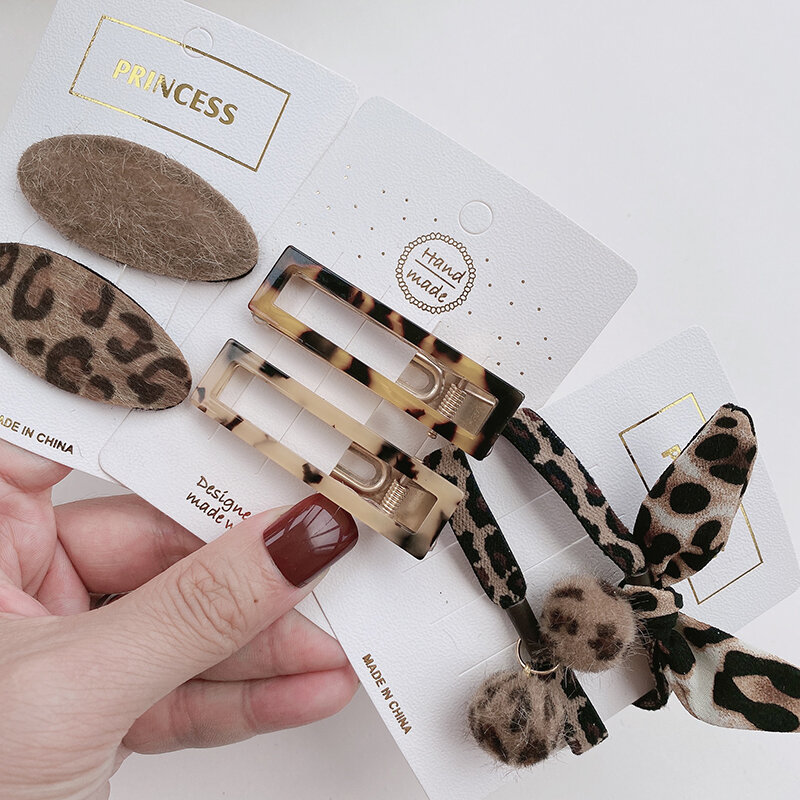 5 pçs/set nova moda leopardo imprimir elástico faixas de cabelo yoga anel de cabelo acessórios para o cabelo das mulheres e meninas headwear
