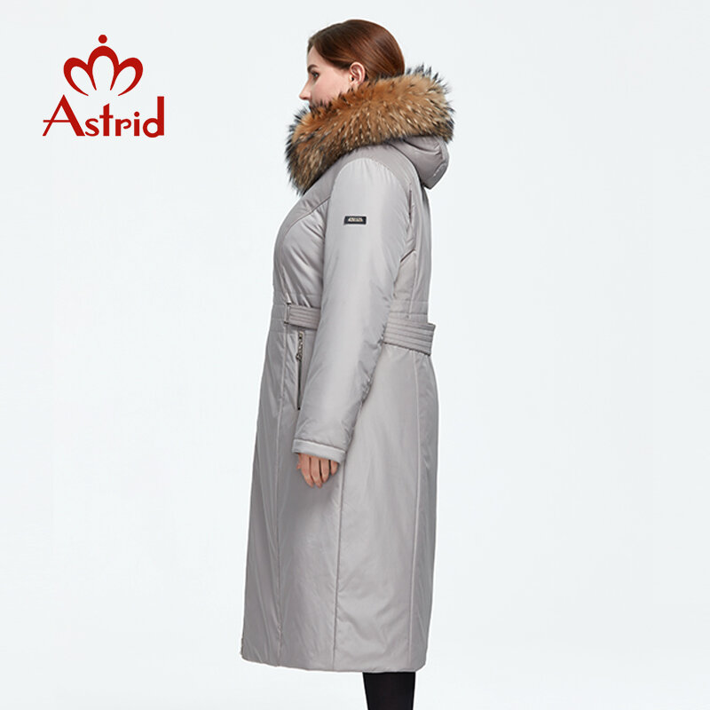 Astrid-女性の冬のコート,長くて暖かいパーカの厚いジャケット,アライグマの毛皮のフード付き,大きいサイズの女性の服,2022-3570
