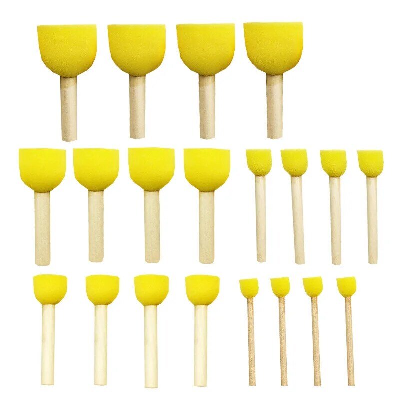 DIY Kid Sponge Paint Brush Wooden Handle Painting Graffiti Early Toy Art Supplies Gifts Yellow Sponge Arte Stamp Stationery